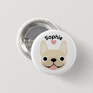 Badge Rond 2,50 Cm Bouton personnalisé avec nom de Bouledogue Françai