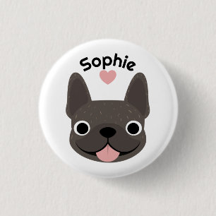 Badge Rond 2,50 Cm Bouton personnalisé avec nom de Bouledogue Françai