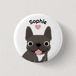 Badge Rond 2,50 Cm Bouton personnalisé avec nom de Bouledogue Françai