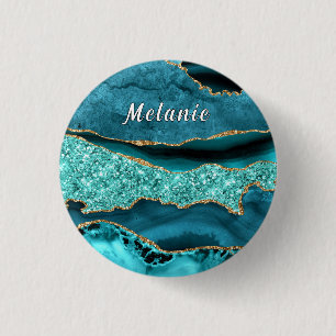 Badge Rond 2,50 Cm Bouton personnalisé avec nom en marbre pailleté or