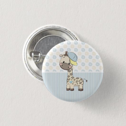 Badge Rond 2,50 Cm Bouton personnalisé Cartoon bébé garçon Giraffe Bo (Devant & derrière)