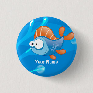 Badge Rond 2,50 Cm Bouton Personnalisé Poisson Funny Aquatique Océati