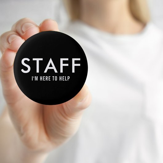 Badge Rond 2,50 Cm Bouton Personnel noir pour aider