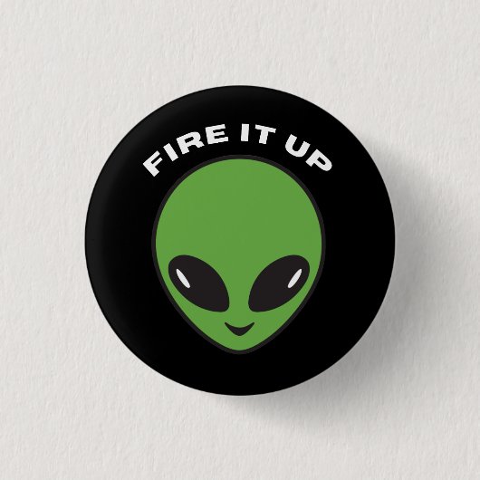 Badge Rond 2,50 Cm Bouton PETIT allumer noir alien (Devant)