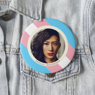 Badge Rond 2,50 Cm Bouton photo trans du drapeau de la fierté transge