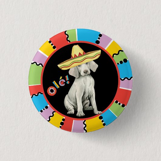 Badge Rond 2,50 Cm Bouton Pinback de Fiesta Weimaraner (Devant)