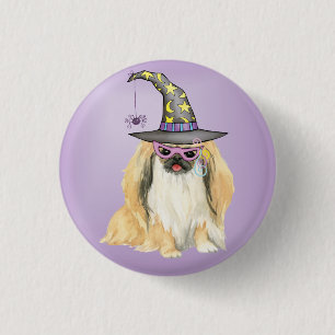 Badge Rond 2,50 Cm Bouton Pinback de Sorcière Pekingese