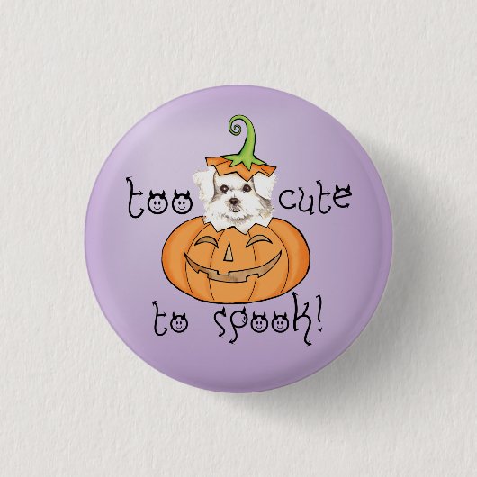 Badge Rond 2,50 Cm Bouton Pinback maltais Halloween (Devant)