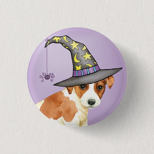 Badge Rond 2,50 Cm Bouton Pinback Russell Terrier Witch (Devant)