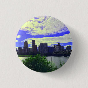Badge Rond 2,50 Cm Bouton Portland, Oregon Skyline #2