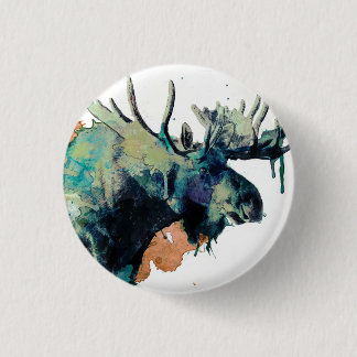 Badge Rond 2,50 Cm Bouton pour aquarelle d'orignaux