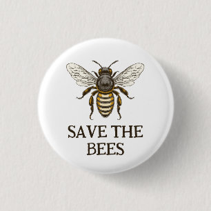 Badge Rond 2,50 Cm Bouton pour sauver les abeilles avec abeille à mie