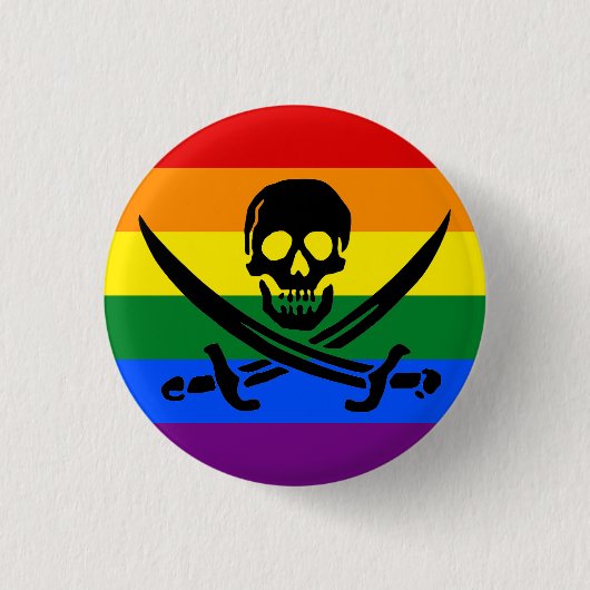 Badge Rond 2,50 Cm Bouton Pride Pirate Arc-en-ciel (Devant)