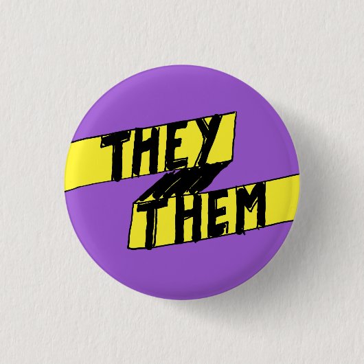 Badge Rond 2,50 Cm Bouton Pronoun Non binaire (Devant)