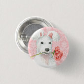 Badge Rond 2,50 Cm Bouton Pumi Pinback Rose Valentin (Devant & derrière)