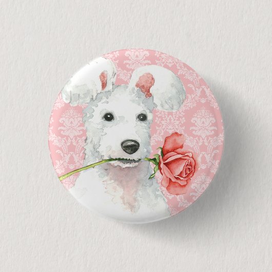 Badge Rond 2,50 Cm Bouton Pumi Pinback Rose Valentin (Devant)