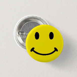 Badge Rond 2,50 Cm Bouton Retro Bright Grand Jaune Sourire Visage Pin
