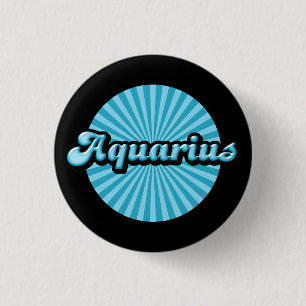 Badge Rond 2,50 Cm Bouton Rétro Zodiac Aquarius