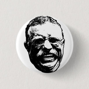 Badge Rond 2,50 Cm Bouton riant du Président Theodore Teddy Roosevelt