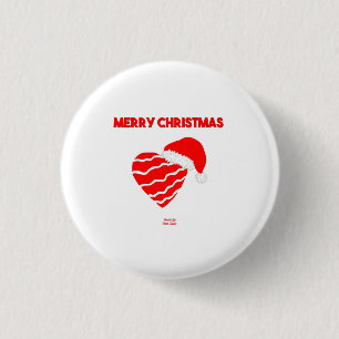 Badge Rond 2,50 Cm Bouton Rond Coeur de Noël Père Noël