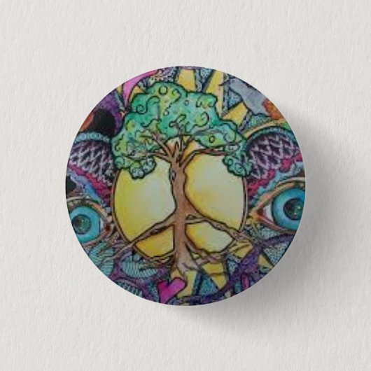 Badge Rond 2,50 Cm Bouton rond d'arbre de paix (Devant)