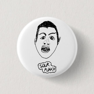 Badge Rond 2,50 Cm Bouton rond de visage/logo (blanc)