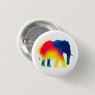 Badge Rond 2,50 Cm Bouton rond Eléphant de peinture Spray coloré