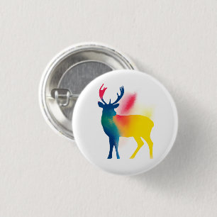 Badge Rond 2,50 Cm Bouton rond en silhouette de cerf de peinture à Sp