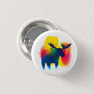Badge Rond 2,50 Cm Bouton rond en silhouette de l'orignal de peinture
