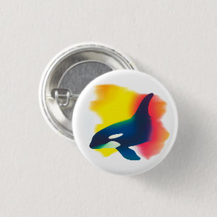 Badge Rond 2,50 Cm Bouton rond en silhouette Orca Peinture Spray colo