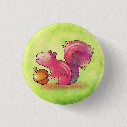Badge Rond 2,50 Cm Bouton rose d'écureuil (Devant)