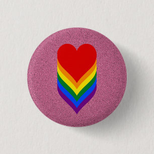Badge Rond 2,50 Cm Bouton rose des coeurs LGBT pride
