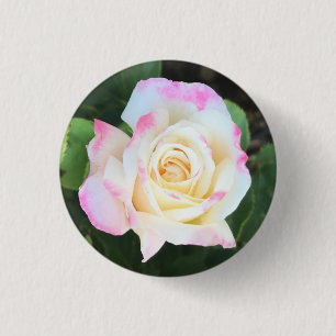 Badge Rond 2,50 Cm Bouton rose et jaune rose