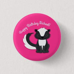 Badge Rond 2,50 Cm Bouton rose pour enfants de fête d'anniversaire Sk