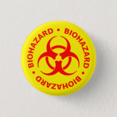 Badge Rond 2,50 Cm Bouton rouge d'avertissement de risque biologique (Devant)