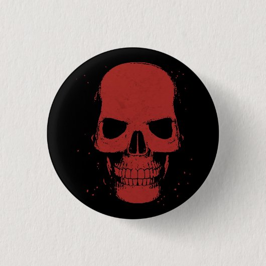 Badge Rond 2,50 Cm Bouton rouge de crâne (Devant)