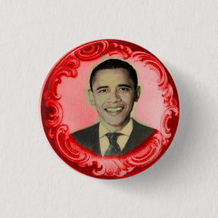 Badge Rond 2,50 Cm Bouton ROUGE d'Obama