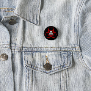 Badge Rond 2,50 Cm Bouton rouge du crâne bidimensionnel