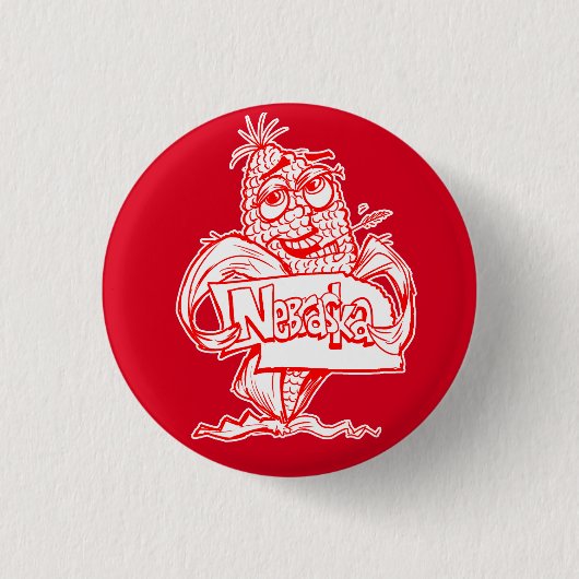 Badge Rond 2,50 Cm Bouton rouge du Nebraska (Devant)