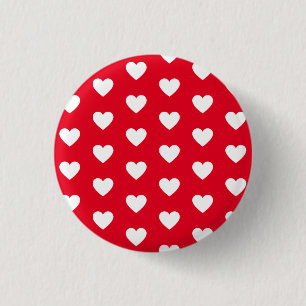 Badge Rond 2,50 Cm Bouton rouge et blanc imprimé cœur