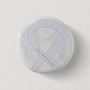 Badge Rond 2,50 Cm Bouton ruban Angel Pearl Sensibilisation au cancer