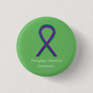 Badge Rond 2,50 Cm Bouton ruban de sensibilisation à la migraine hé