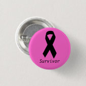 Badge Rond 2,50 Cm Bouton Ruban rose et noir (Devant & derrière)