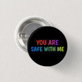 Badge Rond 2,50 Cm Bouton Safe With Me Pride (Devant & derrière)