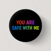 Badge Rond 2,50 Cm Bouton Safe With Me Pride (Devant)
