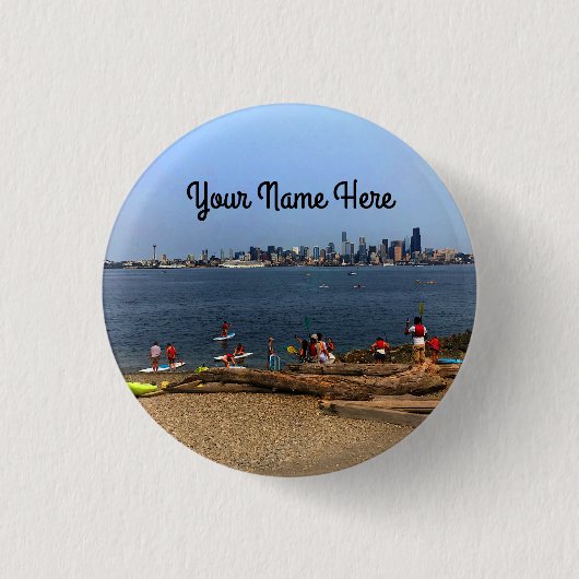 Badge Rond 2,50 Cm Bouton Seattle Skyline #4 (Devant)