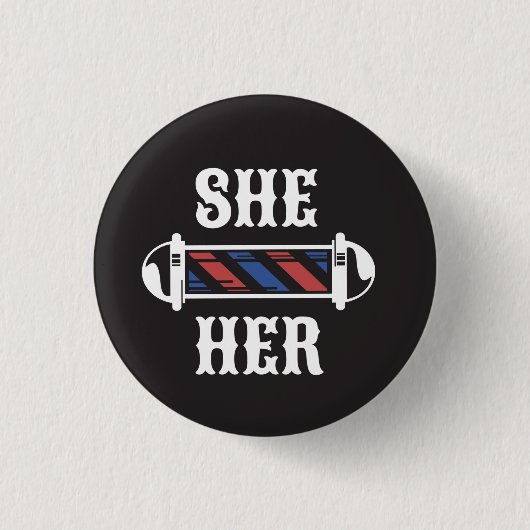 Badge Rond 2,50 Cm Bouton SHE/HER Pronoun (Devant)