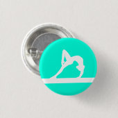 Badge Rond 2,50 Cm Bouton Silhouette Gymnaste Turquoise (Devant & derrière)