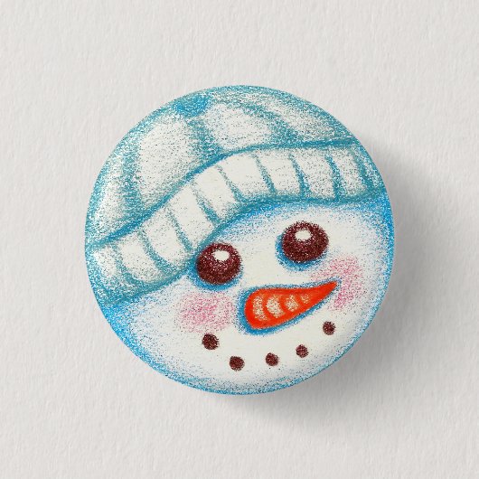 Badge Rond 2,50 Cm Bouton Snowman (Devant)
