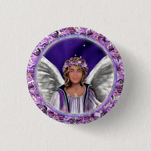 Badge Rond 2,50 Cm Bouton Soul violet (Devant)